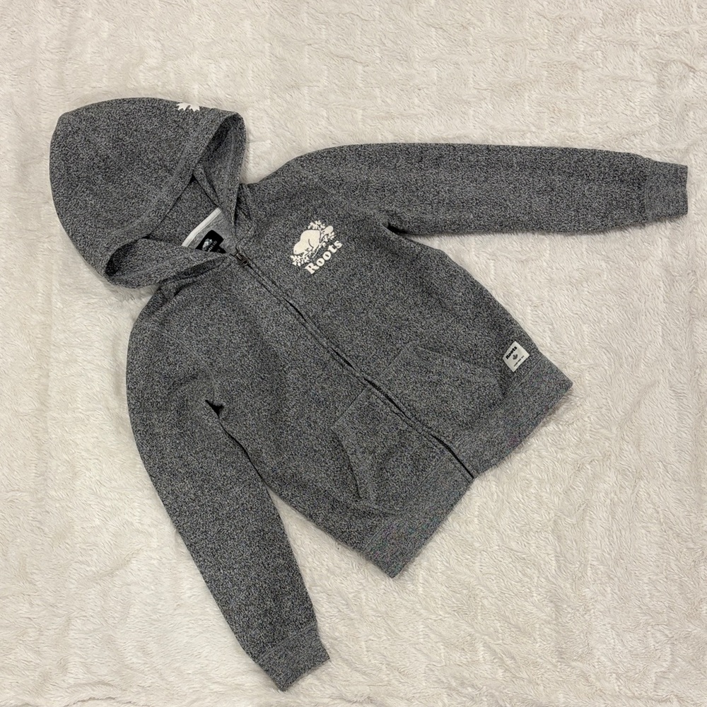 Roots Salt & Pepper Zip Hoodie Youth XL Classic Beaver Logo